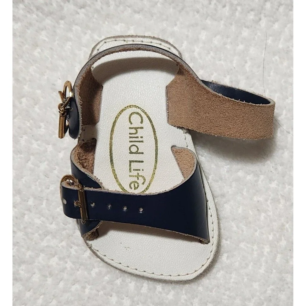 Child Life Vintage Baby Sandals Infant Size 1 Blue Leather 1980's 3-6 months EUC